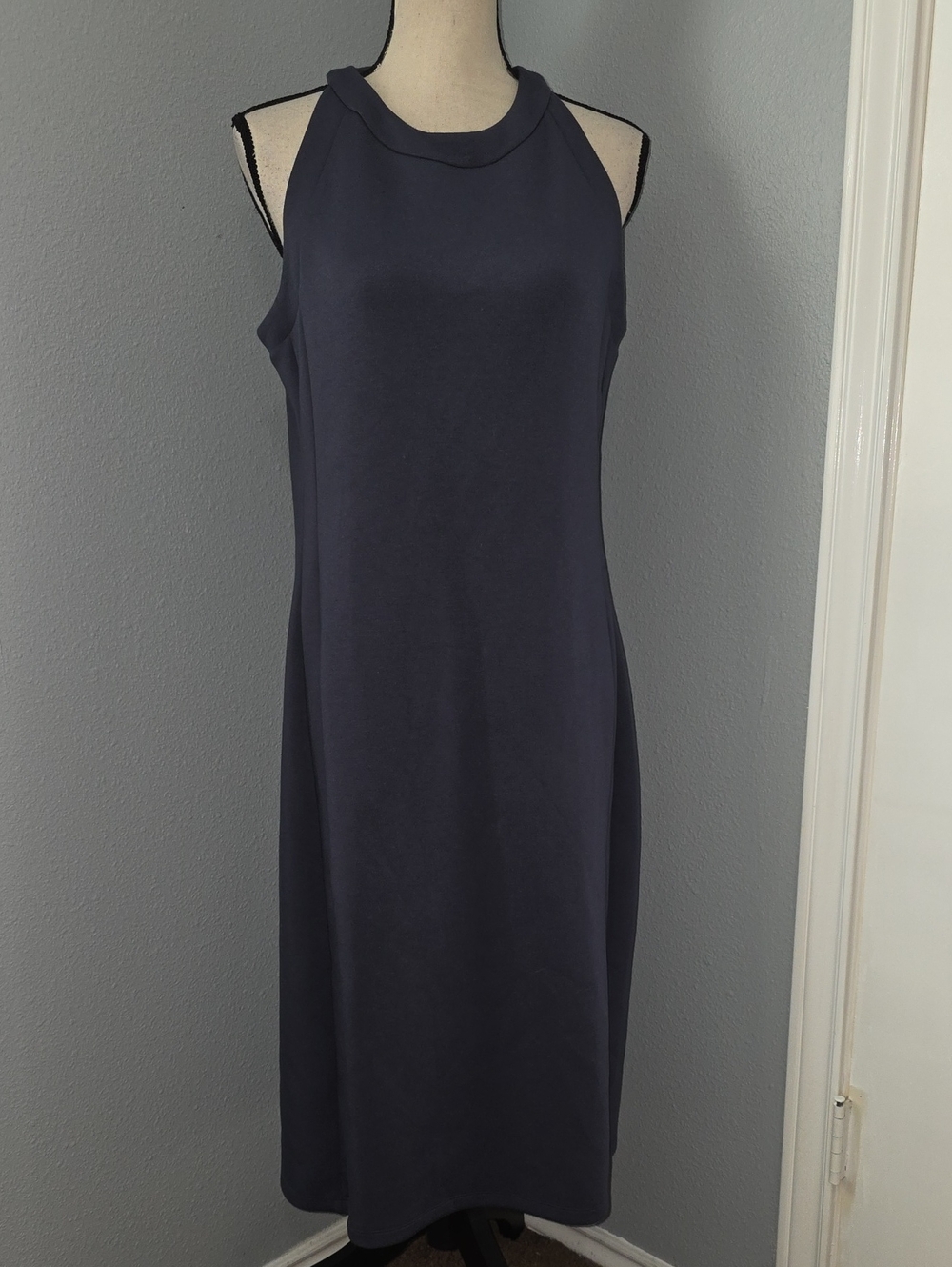 SPANX AIRESSENTIAL STRIPED MIDI DRESS SZ L